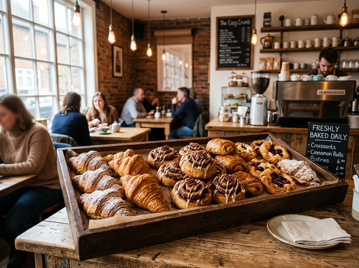 Fresh baked pastries on display